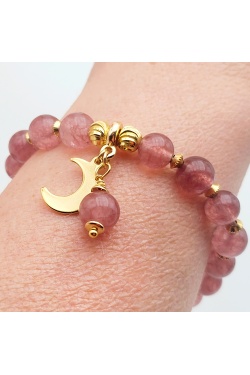 bracelet bien être quartz fraise 8mm