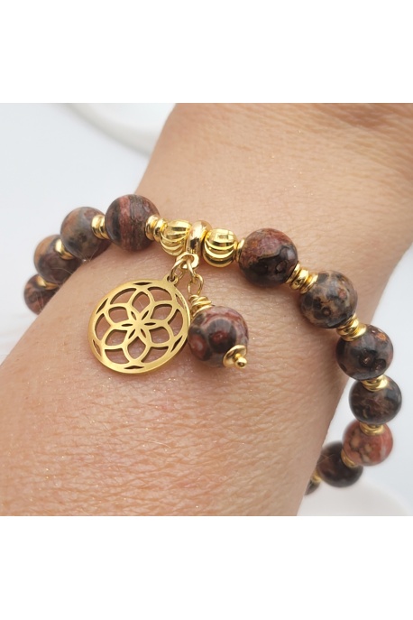 Bracelet pierre jaspe léopard  8mm