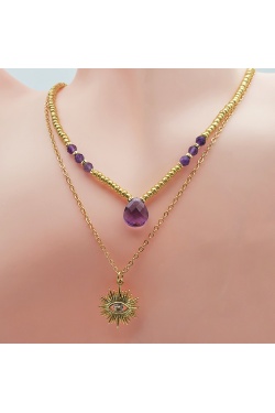 Collier Braswi améthyste