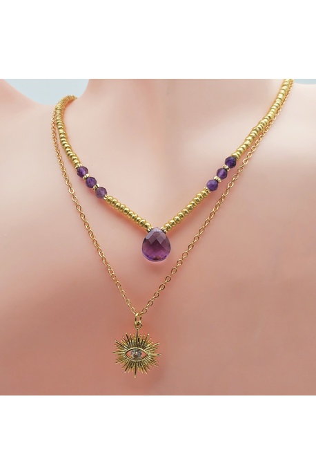Collier Braswi améthyste