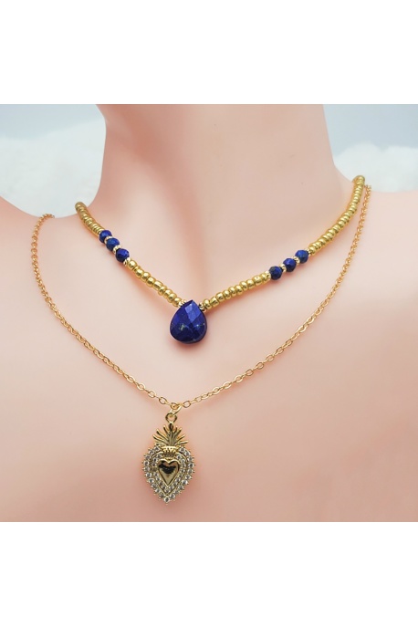 Collier  MOHAVENA lapis lazuli