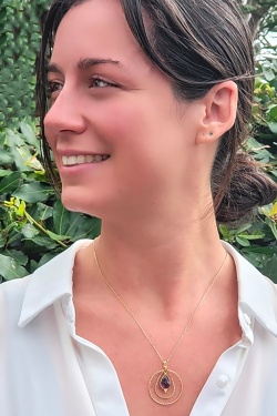 collier Mundarai goutte pierre fine sur double anneau