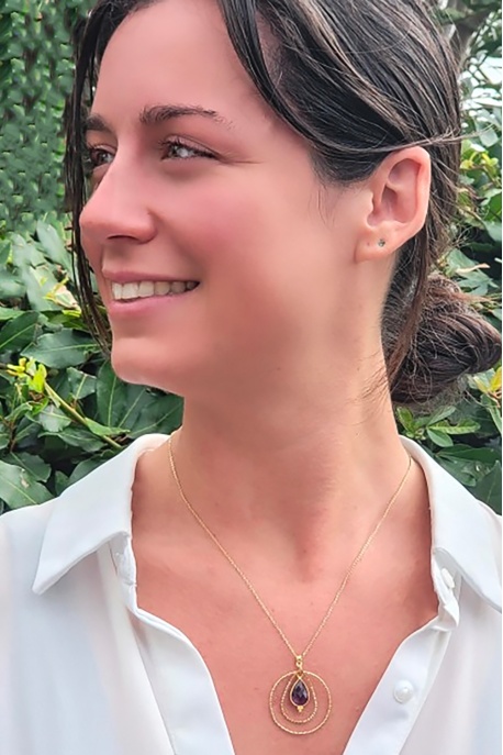 collier Mundarai goutte pierre fine sur double anneau