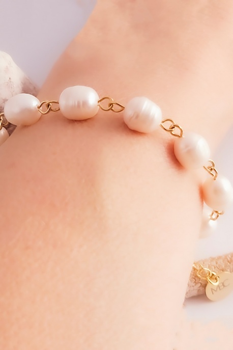 bracelet perle baroque doré or fin 24kt