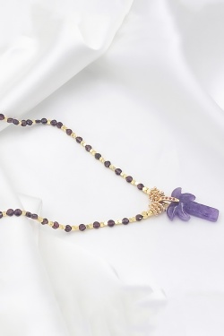 Collier long Tadasana grenat et améthyste