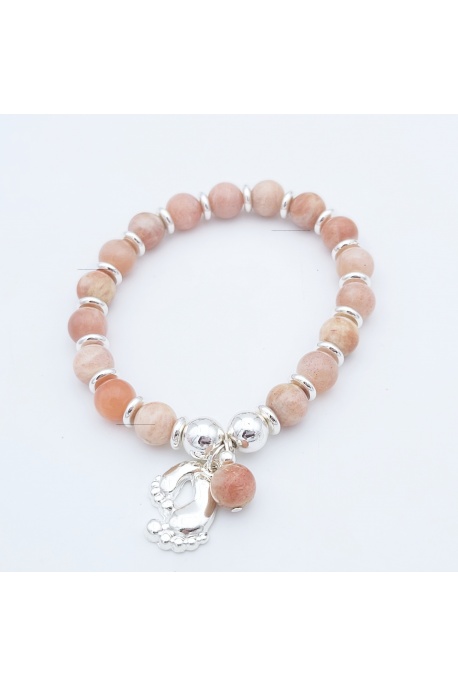 Bracelet  bien être pierre de soleil argent